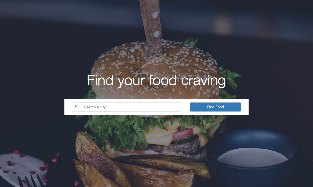 Screenshot of my food search app